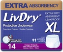 LivDry Voksen XL Inkontinens Undertøj, Ekstra Absorbency Voksen bleer, Læbe Beskyttelse, X- Large, 14- Pack