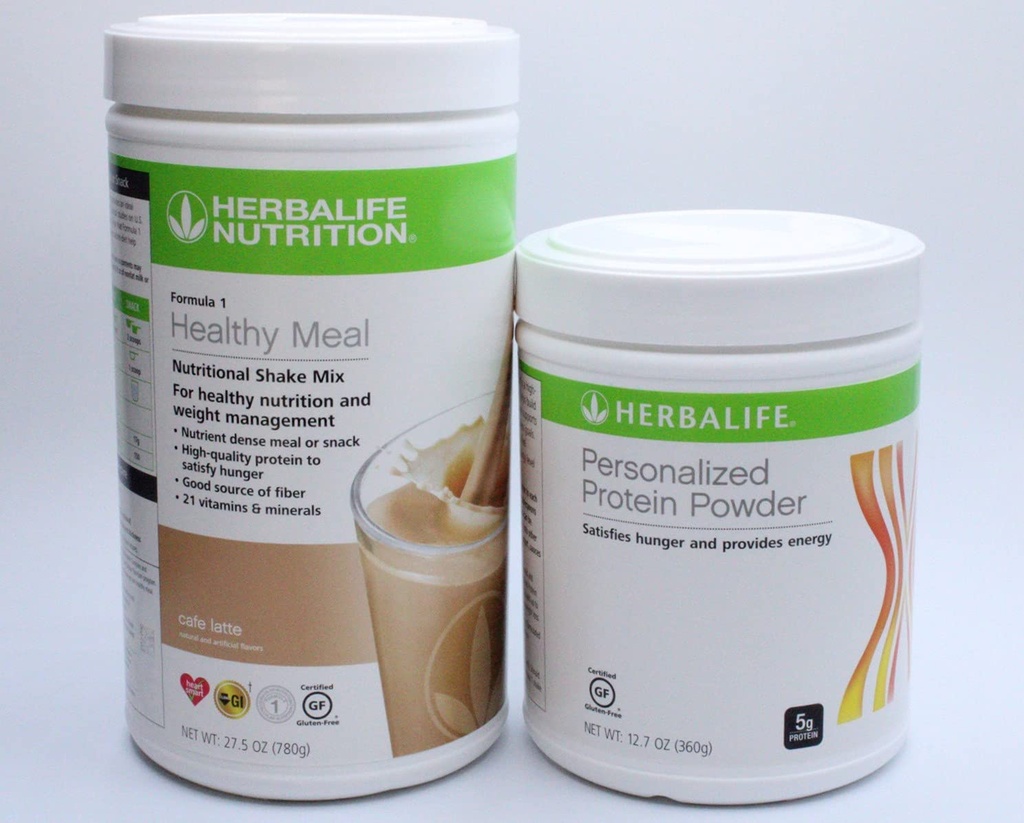HERBALIFE (Duo) Formel 1 Sund kost Nutritional Shake Mix (Cafe Latte) med personlig proteinpulver