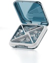 Lille pilleboks Vandtæt rejse pill sag Portable Daily Pill Container Pill Holder til purse 4 Comments Pocket Compact Medicine Organizer for Fish Olies, Kosttilskud, Medicin (blå)