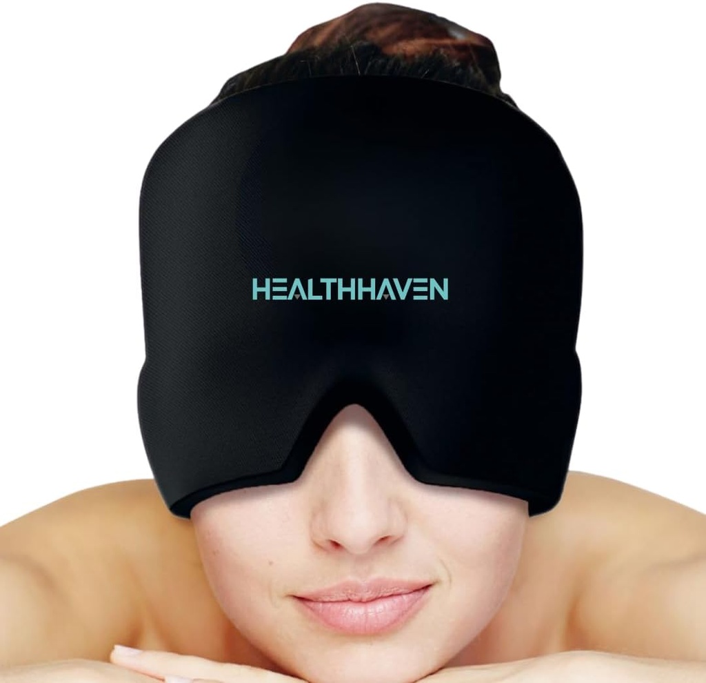 360 ° Migræne Hovedpine Relief Cap, Cooling Gel hat Head wrap til migræne, Spænding, Stress & tømmermænd, varm og kold terapi, Lindrende Hovedpine hat