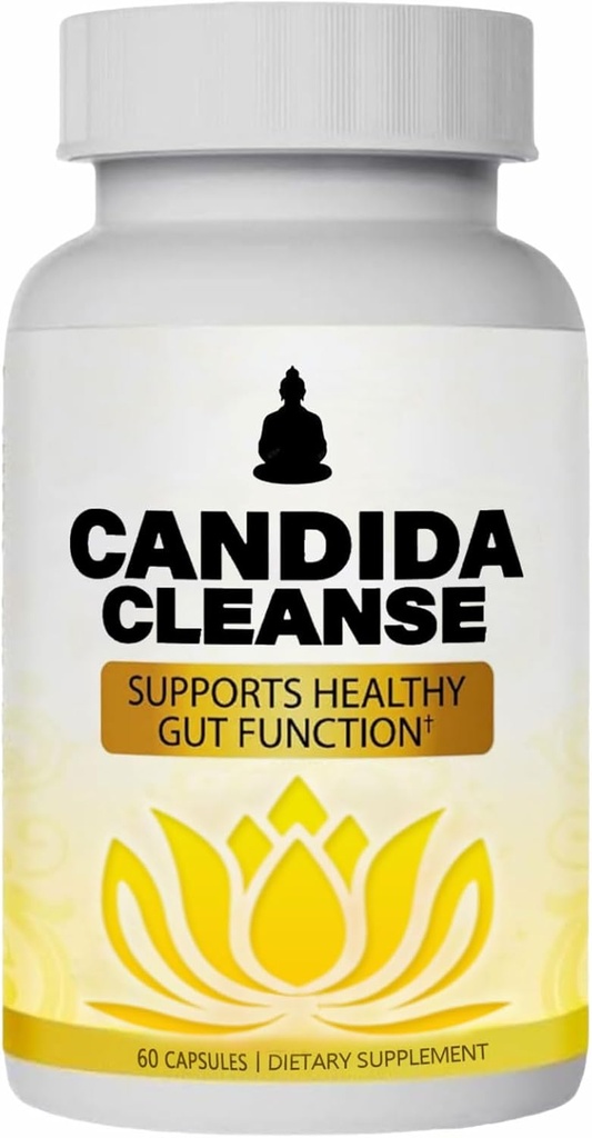 Candida Cleanse - Gut & Colon Support, Advanced Probiotic & Herbal Formel, Natural Herbal Formel, Oregano Leaf, Wormwood, Black Walnut, Captures Acid-1 til mænd og kvinder, 60 kapsler