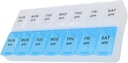 7 Dag Ugentlig Pill AM PM Organizer, ShysTech Stor Pill sag Pill Box for piller / Vitamin / Kosttilskud / Medicin (blå / hvid)