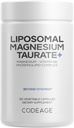 Codeage Liposomal Magnesium Taurate + Supplement - Magnesium Taurat, vitamin B6 som Pyridoxal 5-phosphat, 2-måneds levering - Liposomal levering, Vegan, Non- GMO, Gluten- fri, 120 kapsler