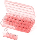 Månedlig Pill Organizer 1 gange om dagen, 30 Day Pill Box, One Month Pill Case En gang om dagen, 31 Day Pill Holder Medicin Organizer for Vitamin, Pink