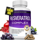Resveratrol Supplement 1800 mg Antioxidant Complex - stærkt potent naturlige trans- Resveratrol piller til sund aldring, Samlet sundhedsstøtte, immunsystem, hjernefunktion, for mænd kvinder, 90 kapsler