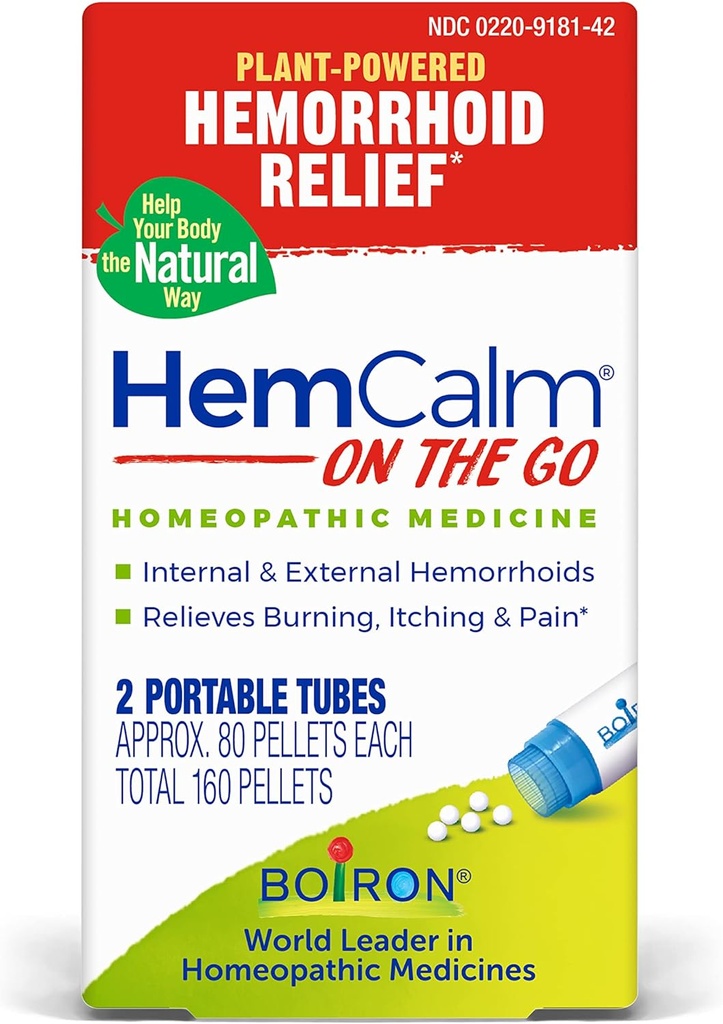 Boiron HemSmoul On Go Travel Essential for hæmorider Relief of Pain, Kløe, Hævelse eller ubehag - 2 Greve (160 Pellets)