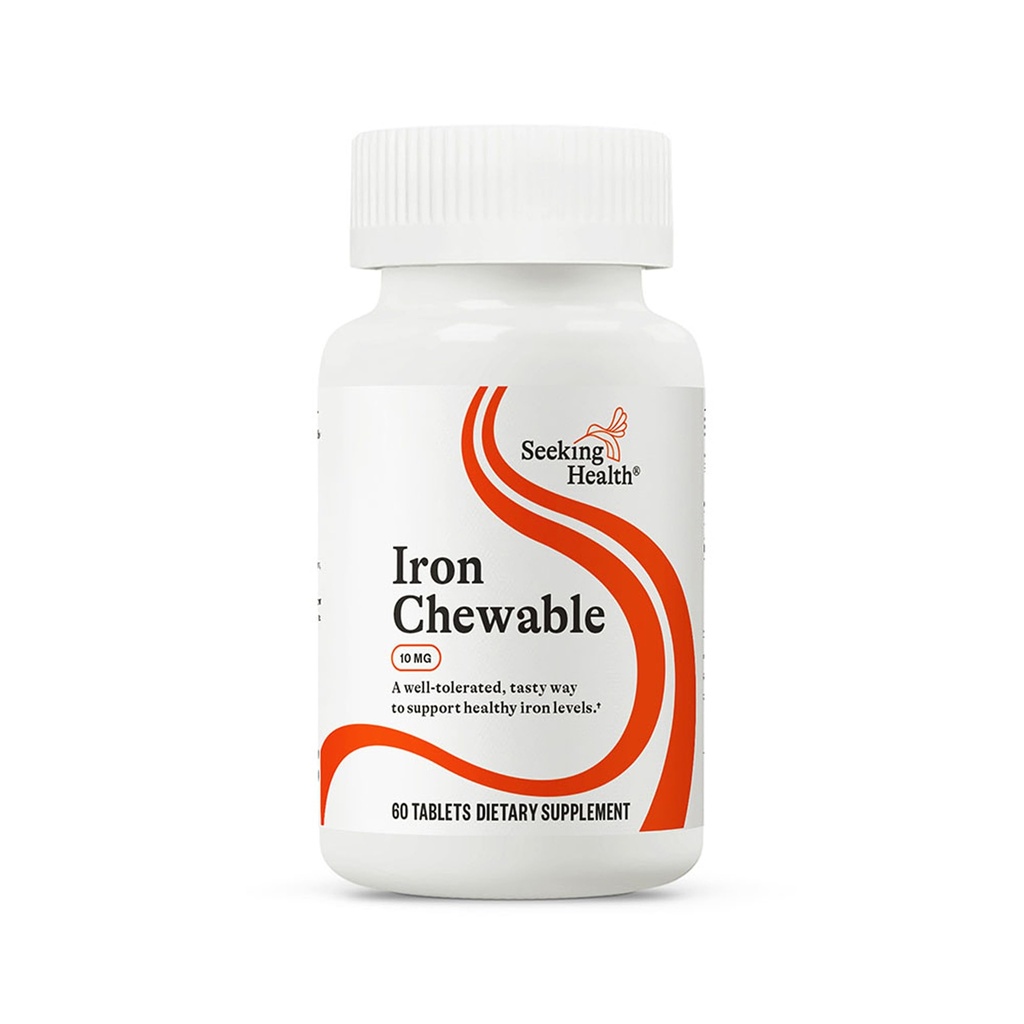 Søg sundhed Iron Chewable - Mineral supplement til støtte sund metabolisme - Supplement hjælpemidler Muskelfunktion hos mænd og kvinder - Energistøtte Supplement - 10 mg, 60 tabletter