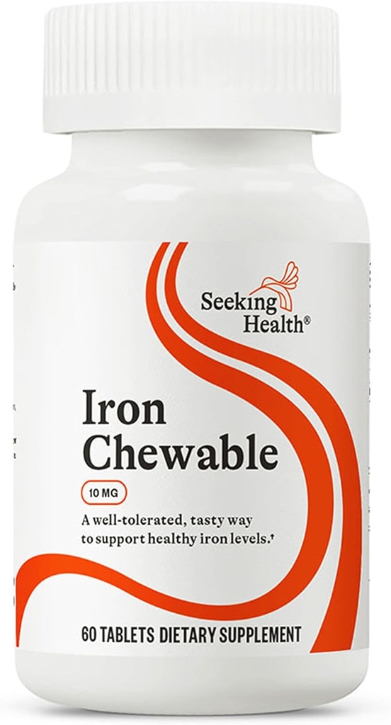 Søg sundhed Iron Chewable - Mineral supplement til støtte sund metabolisme - Supplement hjælpemidler Muskelfunktion hos mænd og kvinder - Energistøtte Supplement - 10 mg, 60 tabletter