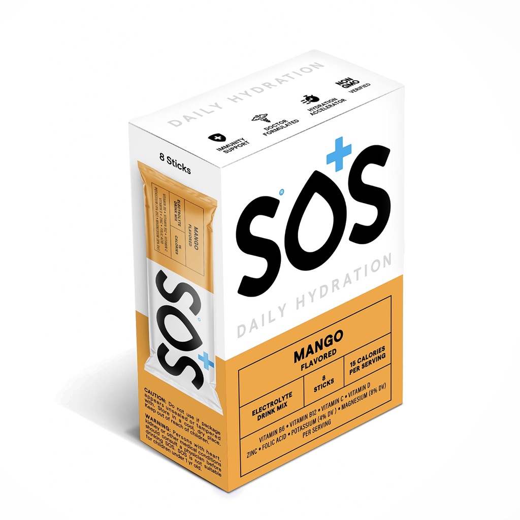 SOS Hydration Electrolyte Powder Stick Packs Note 124; Lavsukker Note 124; Rapid Rehydration Note 124; Lavtsat i USA