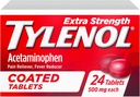 Tylenol Extra Strength Pain Reliever & Fever Reducer, runde overtrukne tabletter, 500 mg Acetaminophen Pain Relief Pills for Hovedpine, Tandpine & Mindre Gigtsmerter, 24 mg