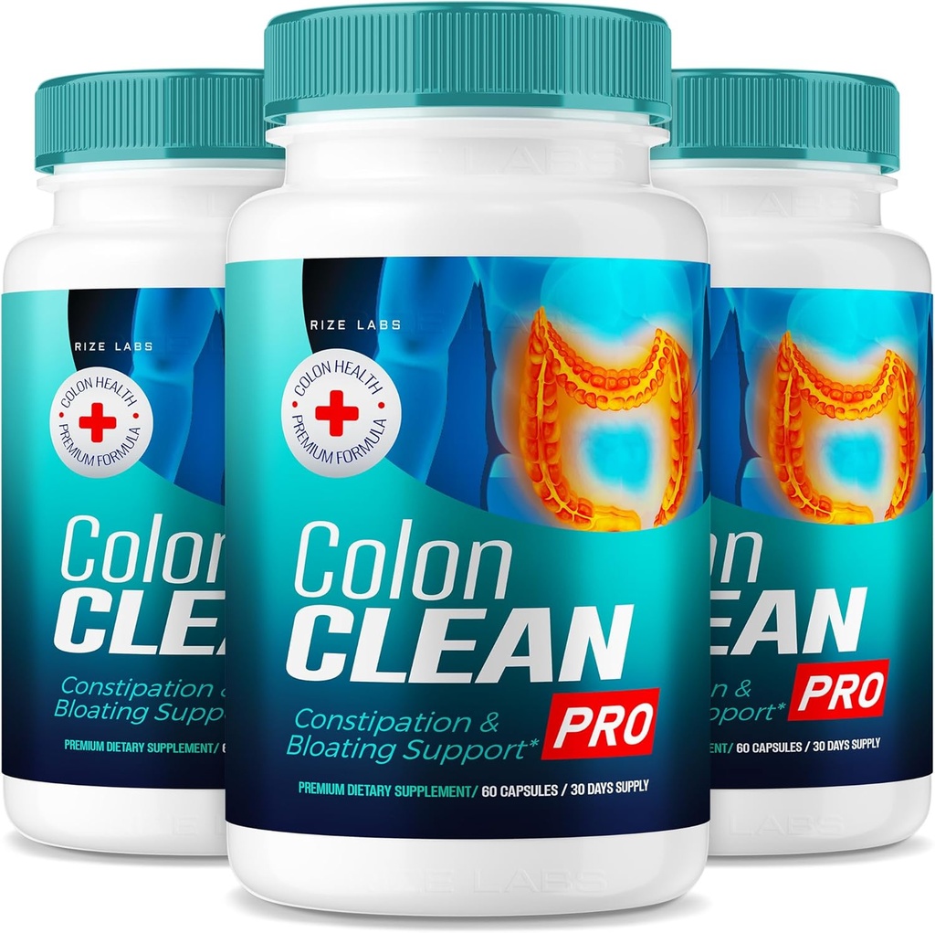 rize laboratorier Colon Clean Pro Kapsler, Colon Clean Pro All- Natural Pills to Relieve Bloating, Colon Clean Pro Advanced Formel for Gut Health, ColonClean Pro Supplement (180 Kapsler) (Pack of 3)