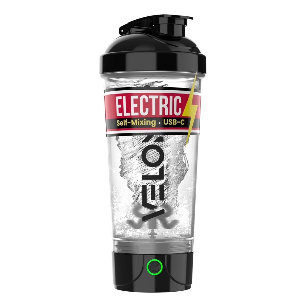 VELOMIX Electric Protein Shaker Flaske - 24 oz- 124; USB- C Genopladeligt 124; Lækproof Shaker Cups til Protein Shakes - 124; Bærbar blender til Shakes og Smoothies (Elektrik- Transparent)