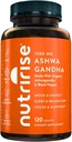 Nutrise Organic Ashwagandha Root Kapsler med sort peber, 1300mg, Natural Stress & Mood, Thyroid, og immunforsvar Support, Clarity, Focus & Energy, Gluten Free, 120 Greve