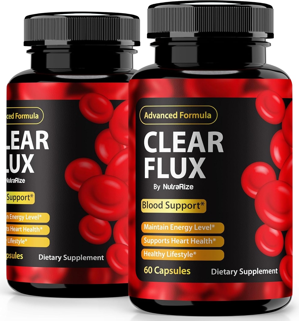 (2 Pack) Clear Flux piller, Officielle ClearFlux kapsler, All- Natural Support, Premium support til at opretholde stabile niveauer og sund cirkulation, Natural Clear Flux Health anmeldelse (120 Kapsler)