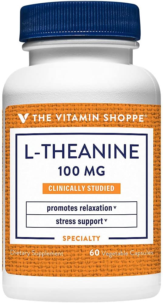Den Vitamin Shoppe L- Theanine 100MG, Klinisk Studerede Ingrediens, Understøtter afslapning & Stress (60 kapsler)