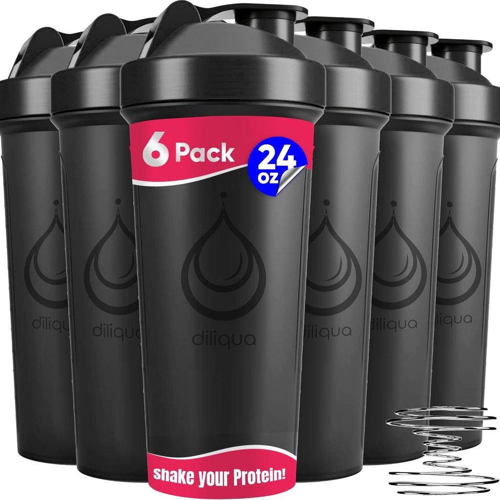 6 PACK, Shaker Flasker med Wire Whisks til Protein Mixes 124; Bladsikker Blender Shaker Flaske Pack 124; BPA- Free & Opvaskemaskine Safe Measures 124; 6 24 oz shaker flasker Measures 124; Shaker Cups for shakes