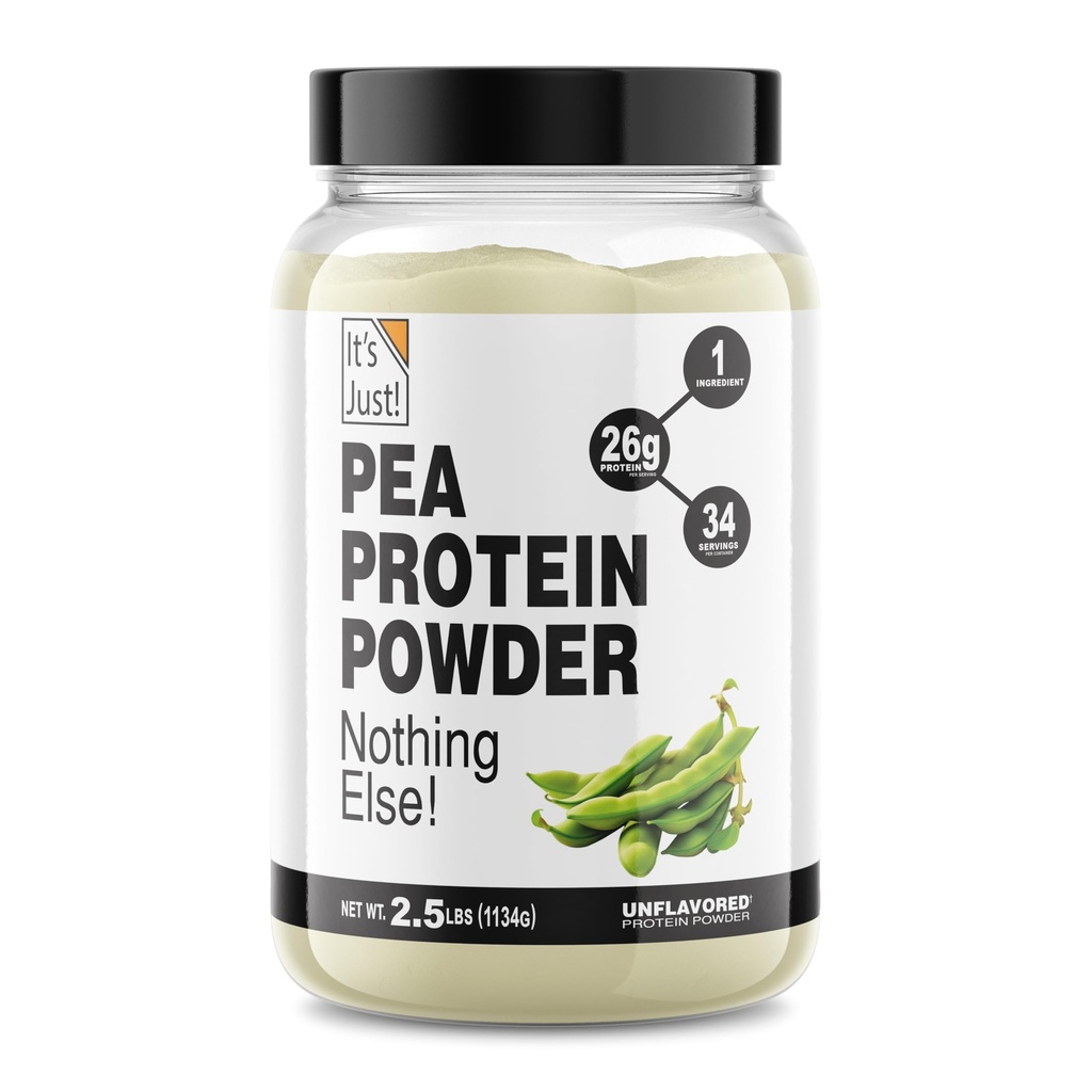 Det er bare! - 100% Pea Protein, Vegansk Plantebaseret, Vokset i Canada, Premium Quality, Glat Texture, Gluten Free, Keto Friendly (2,5 pund, uden smag)