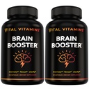 Vital Vitaminer Brain Kosttilskud til hukommelse og fokus (2-Pack) - Nootrop Brain Booster med Ginkgo Biloba, Rhodiola, B12 - Coffeine- Free Support til voksne og seniorer - 60-Day Supply