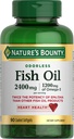 Nature 's Bounty Odorless Fish Oil, 1200mg Omega-3 per Serving Inclusive EPA & DHA, Understøtter hjertesundhed, Renset til at eliminere kviksølv, Overtrukket Softgels, Gluten Free, Ingen Shellfish, 90 Ct