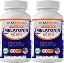 Vitamatisk melatonin 60 mg Fast opløsning tabletter - 60 Veganske naturlige berry flavor tabletter - ikke-Habit Danning - ikke-GMO, Gluten Free (2 flasker)