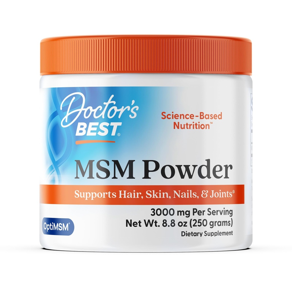 Læger Bedste MSM pulver, understøtter hår, hud, negle, & Joints, Non- GMO, Gluten Free, Soy Free, Vegan Net Wt. 8.8 oz (250 Bedste)