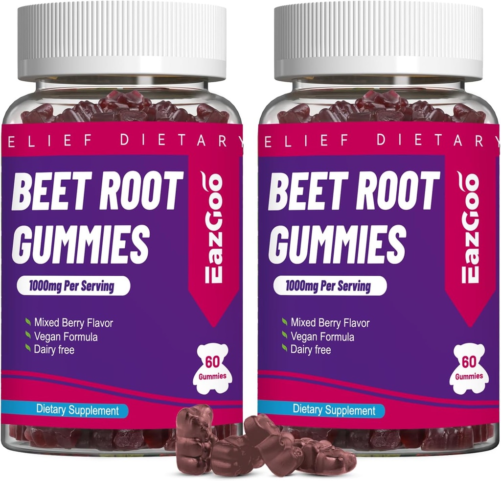 Beet Root Gummies, Beet Root Soft Chews med Beetroot, Grape Seed Extract & Beet Root Powder, Vegan, Non- GMO, 120 Greve