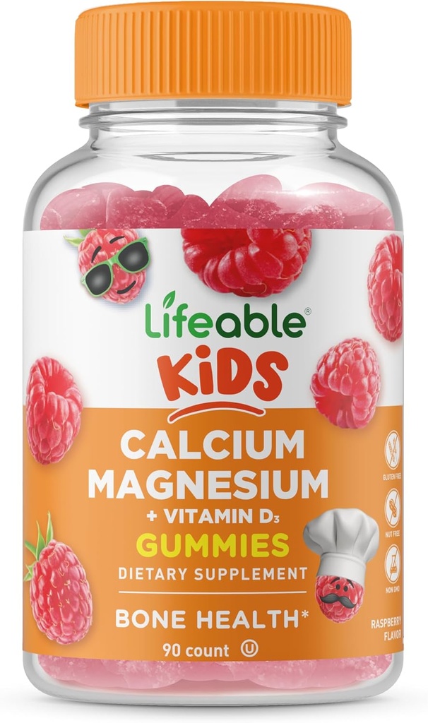 Lifeable Kids Calcium Magnesium and Vitamin D Gummies | Great Tasting Kids Calcium Gummies | for Tooth and Bone Health | Bone Strength Supplements for Kids | 90 Gummies