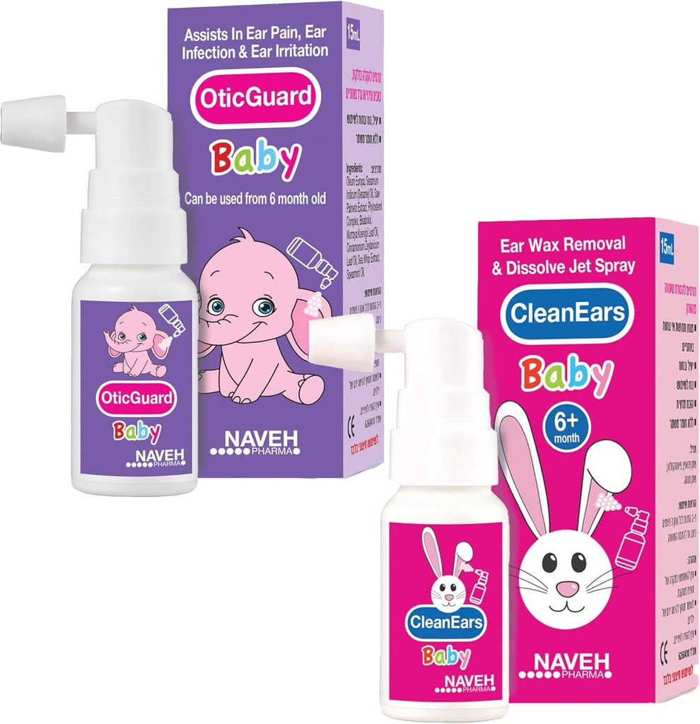 1 Enhed Naveh Pharma CleanEars Baby Earwax Removal Spray 1 Fl Oz + 1 Enhed af NAVEH PHARMA Otic Guard Baby Ear Infektion Spray 0,5 Fl Oz