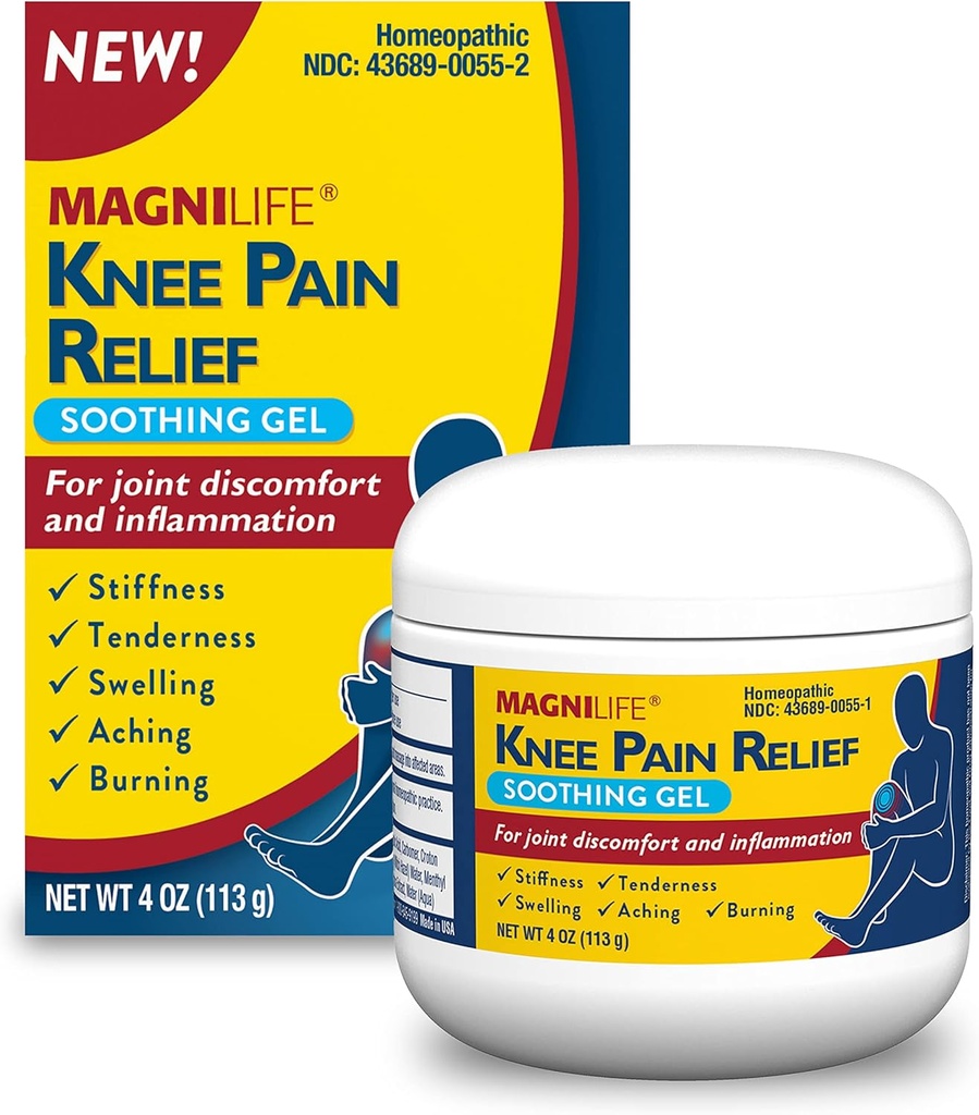 MagniLife Knee Pain Relief Lindrende Gel, Reducerer Hævelse & Betændelse af Sore Muskler, fælles ubehag, Skader - All- Natural Arnica - 4oz.