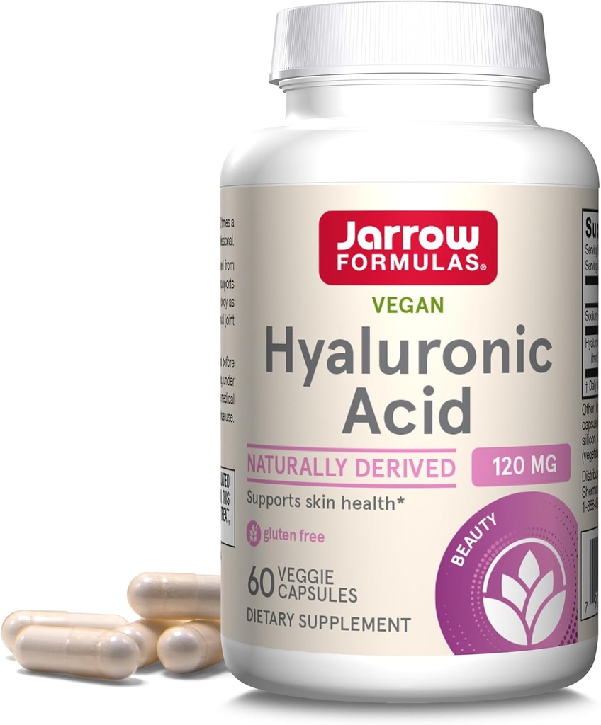 Jarrow Formulas Hyaluronsyre 120 mg, Kosttilskud, Skin Health Support, 60 Veggie Kapsler, Op til 30 dages forsyning