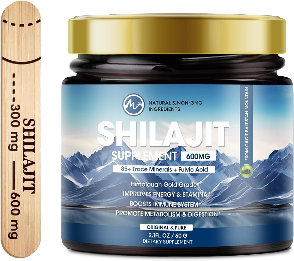 M inch 600mg Shilajit Pure Sibirien Organic Shilajit Resin - Shilajit Resin for mænd og kvinder med høj styrke for energi, styrke & immunitet