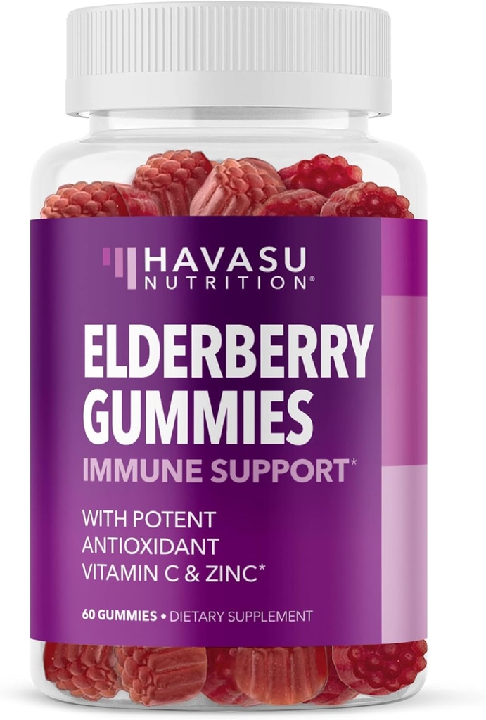 Sambucus Elderberry Gummies for Adults - Immune Support Supplement with Vitamin C and Zinc - Enhanced Formula for Daily Defense - 60 Count, 1 Month Supply, Berry Flavor - Convenient Wellness
