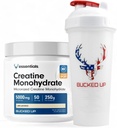 Bucked Up Creatin & Shaker Bundle - Mikroniseret Creatin Powder (250g, 50 Servere) + 28oz Leak- Proof BPA- Free Shaker Flaske til optimal blanding