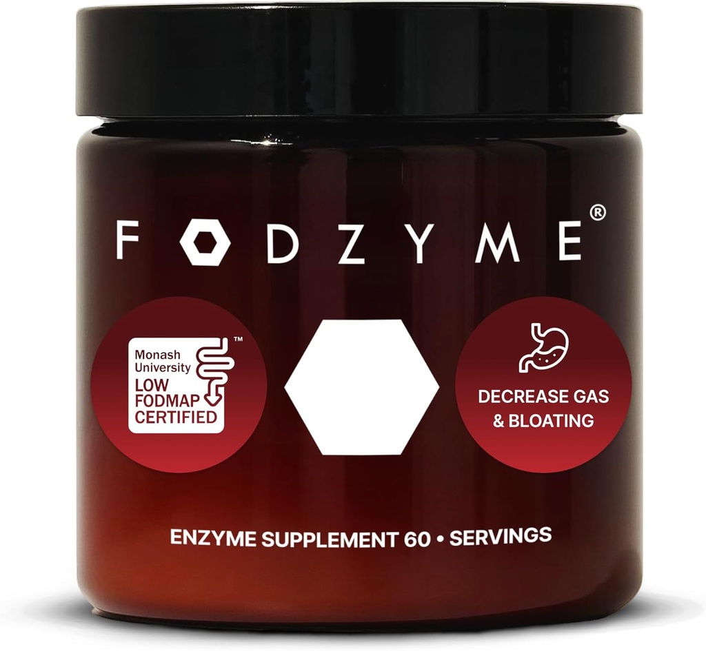 FODZYME ® Home Kit fordøjelsesenzymer til Gut Health, Relief for Bloating, Gas, Forstoppelse, Diarré, Abdominal smerte, Lav FODMAP, 60 Dosis