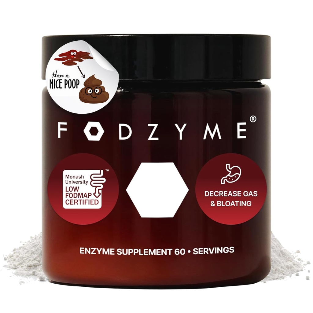 FODZYME ® Home Kit fordøjelsesenzymer til Gut Health, Relief for Bloating, Gas, Forstoppelse, Diarré, Abdominal smerte, Lav FODMAP, 60 Dosis