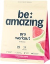 BE AMAZING Pre Workout Powder, Vegan Supplement med 125mg Natural Koffein, Ashwagandha og Adaptogens, Sugar Free Drink Mix for Mænd og Kvinder, Gluten Free, Non GMO, Watermelon Candy, 30 Servere