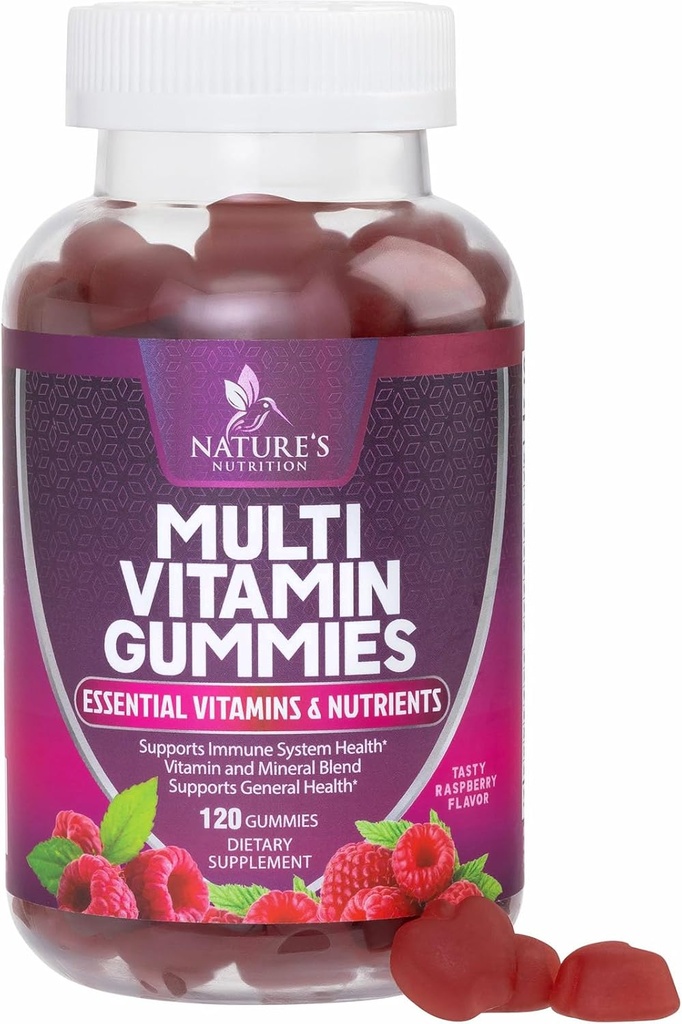 Multivitamin Gummies for Voksen med Vitaminer A, C, D, B12 - Gummy Multivitaminer til Daglig Nutritional Support med Vitaminer & Mineraler til Kvinder & Mænd, Naturens Multi VIT Vitamin - 120 Gummies