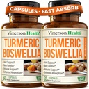 Boswellia Serrata Gurkemeje Supplement for fælles støtte & inflammation Balance - Gurkemeje Boswellia tillæg med Ginger & Black Pepper Extract for Enhanced Absorption - Non- GMO - 2pack