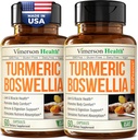 Gurkemeje Supplement med Boswellia Serrata, Gingerrod, Økologisk Gurkemeje Pulver & Sort Peber - 95% Curcuminoids Gurkemeje Supplement med Boswellia Extract - Gluten Free Tumerisk Caps 2 -Pack