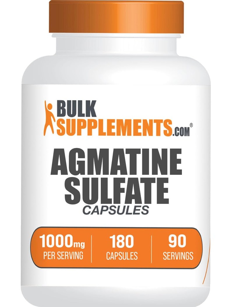 BulkSupplements.com Agmatine Sulfatkapsler - Nitrogenoxid tillæg, Agmatine tillæg - Gluten Free, 2 Kapsler pr servering, 180 Tæl (pakke med 1)