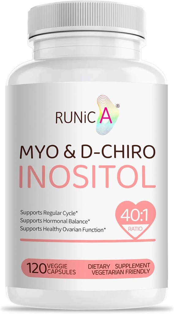 Myo- Inositol & D- Chiro Inositol supplement til kvinder - Ideel 40: 1 Ratio - Support Hormone Balance & Fertilitet & ovarie Sundhed - Vegansk pulver kapsler - 120 kapsler 30- dages forsyning