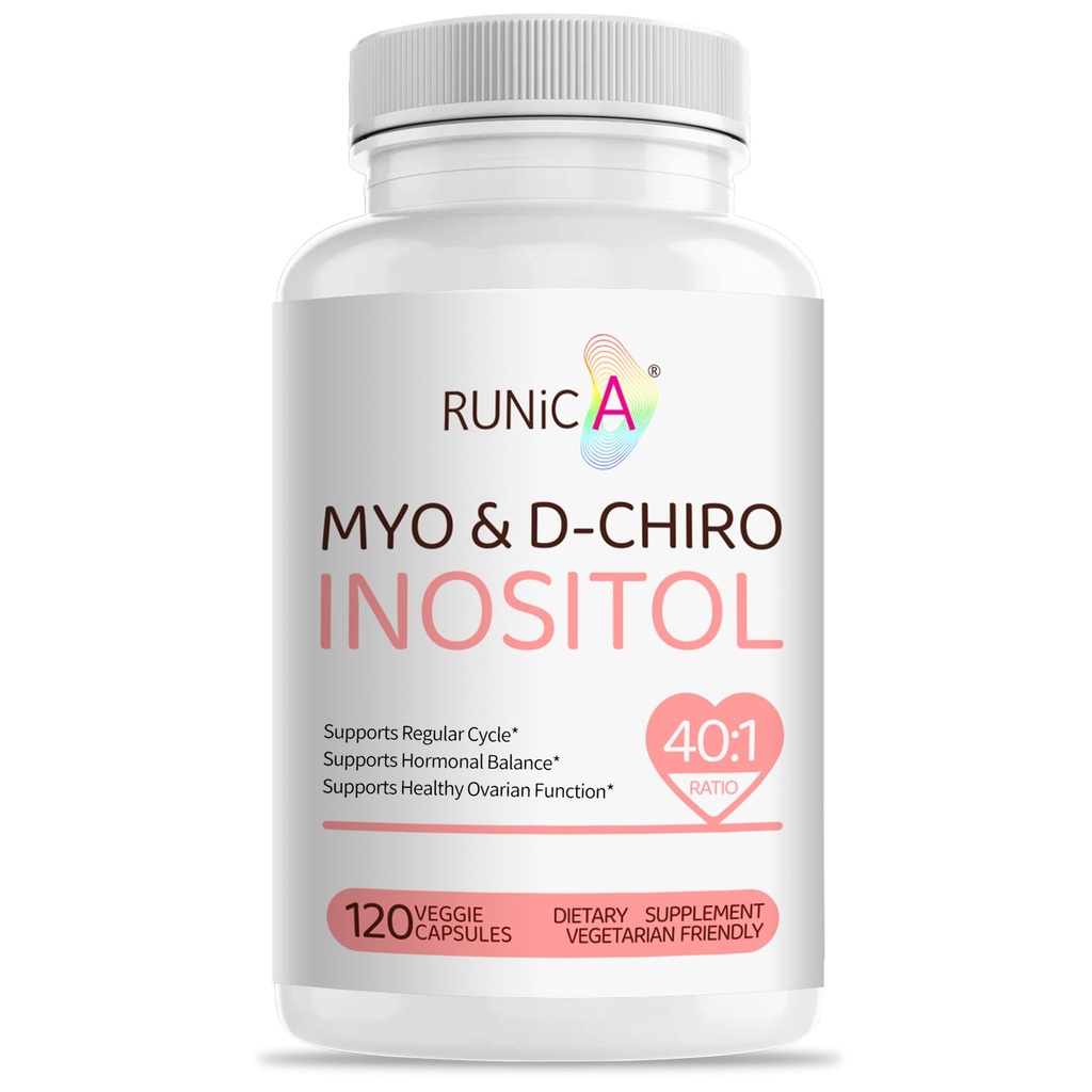 Myo- Inositol & D- Chiro Inositol supplement til kvinder - Ideel 40: 1 Ratio - Support Hormone Balance & Fertilitet & ovarie Sundhed - Vegansk pulver kapsler - 120 kapsler 30- dages forsyning