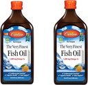 Carlson - The Very Finest Fish Oil, 1600 mg Omega- 3s, Liquid Fish Oil Supplement, Norwegian Fish Oil, Wild- Fanget, Sustainable Sourced Fish Oil Liquid, Orange, 16.91 Fl Oz (Pack of 2)