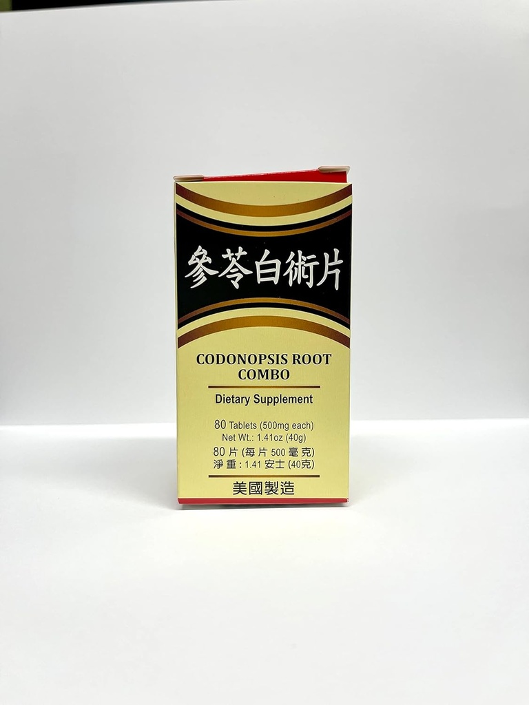 Codonopsis Root Kombination Herbal Supplement Hjælper fordøjelsessystemet 80 tabletter Made i USA