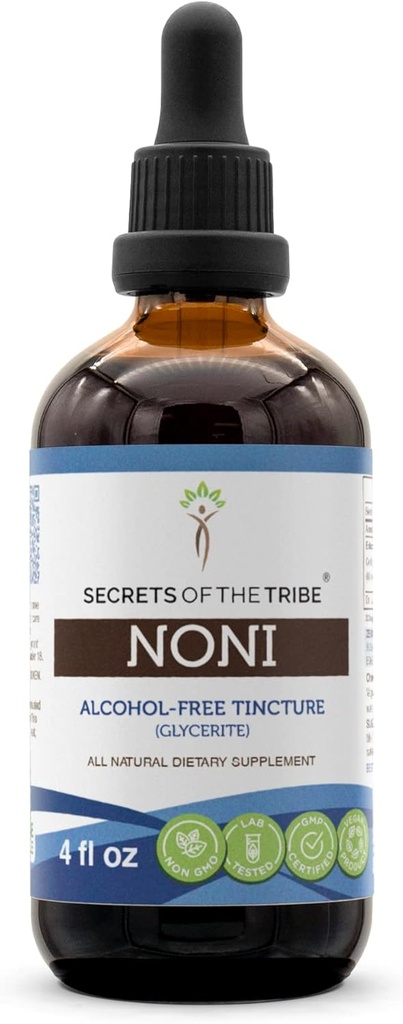 Secrets of the Tribe Noni Alcohol- Free Liquid Extract, Noni (Morinda citrifolia) Tørret frugt (4 FL OZ)