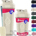 2 PACK, 28 oz & 20 oz Shaker Flasker med kraftfulde Wire Whisks til Protein Mixes - 124; Bladsikker Blender Shaker Flaske Pack 124; BPA- Free & Opvaskemaskine Safe - 124; Shaker Bottle - 124; Shaker Cups til shakes