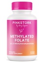 Pink Stork Folate: Methylfolat - MTHFR syre, naturlig form af folinsyre til graviditet, Formuleret til mor + baby, Women- Ejes, 60 kapsler (Packaging May Vary)