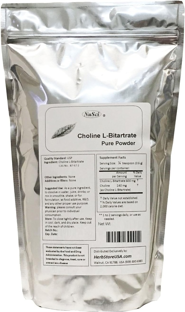 Cholin L- bitartrat Pure Powder Smart Nutrient (250 g (8, 8 oz))