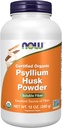 Now Foods Supplements, Psyllium Husk Powder, Certified Organic, Non- GMO Project Verified, Opløselig Fiber, 12- Ounce