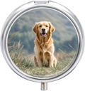 Round pill box Golden Retriever hund Printed 3 Segment Lille pill sag Portable Travel Pill Container til at holde kosttilskud Vitamin Fish Oil Medication